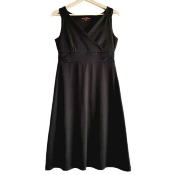 EDDIE BAUER Sleeveless Babydoll Midi Dress Black Sz S - Picture 1 of 10